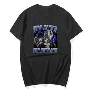 Áo thun nam nữ meme sói quá alpha, cotton 100%, tay ngắn, form rộng, dạo phố