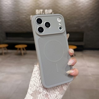 Cửa sổ lớn tức thì 17 mùa hè lưới tản nhiệt mỏng vỏ điện thoại hình tròn phù hợp cho iPhone 11 12 13 14 15 16 17 Pro Max bao gồm tất cả vỏ mềm TPU chống rơi