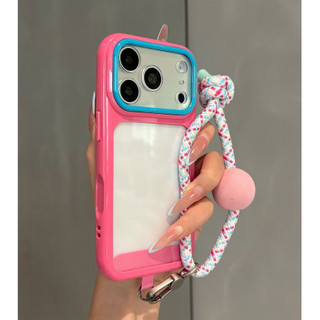 Khung Màu Sắc Tương Phản Trong Suốt Acrylic Nylon Wrsit Dây Đeo Ốp Lưng Điện Thoại iPhone 17Promax 17Pro 14 15 16 Pro Max Chống Sốc Bảo Vệ Toàn Diện Nữ Vỏ Di Động