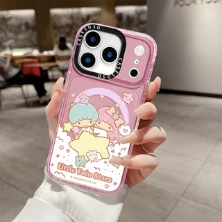 Ốp sạc từ tính không dây hoạt hình Little Twin Stars Tương thích cho IPhone11 12 13 14 15 16 Pro Max Cover 16 PLUS Silicon mềm trong suốt Vỏ chống sốc
