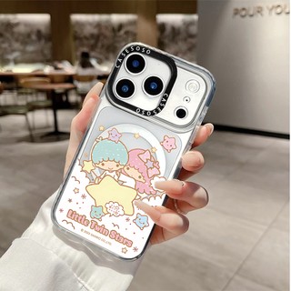 Ốp sạc từ tính không dây hoạt hình Little Twin Stars Tương thích cho IPhone11 12 13 14 15 16 Pro Max Cover 16 PLUS Silicon mềm trong suốt Vỏ chống sốc