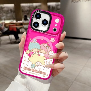 Ốp sạc từ tính không dây hoạt hình Little Twin Stars Tương thích cho IPhone11 12 13 14 15 16 Pro Max Cover 16 PLUS Silicon mềm trong suốt Vỏ chống sốc