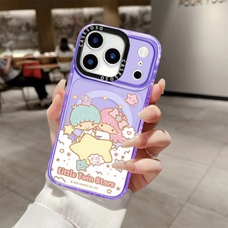 Ốp sạc từ tính không dây hoạt hình Little Twin Stars Tương thích cho IPhone11 12 13 14 15 16 Pro Max Cover 16 PLUS Silicon mềm trong suốt Vỏ chống sốc