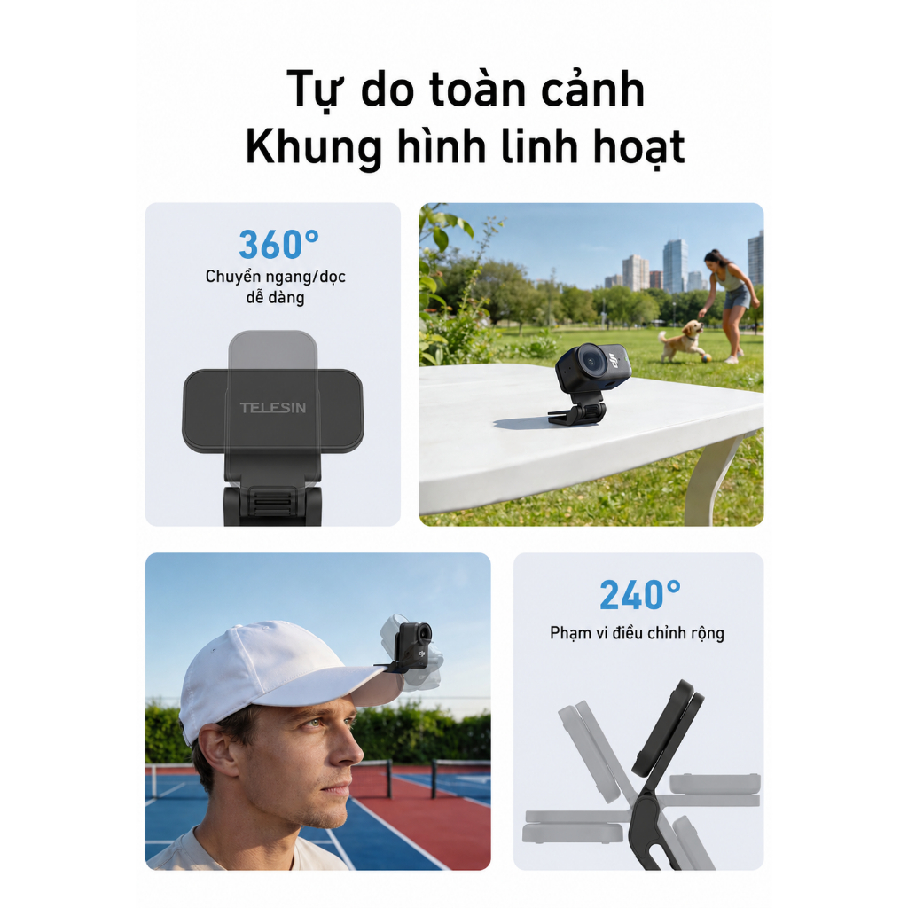 Kẹp Mũ Nam Châm cho DJI Osmo Nano Xtra Atto N52 Kẹp Mũ Kẹp Balo Xoay 360° Chỉnh Góc 240° Quay POV Rảnh Tay