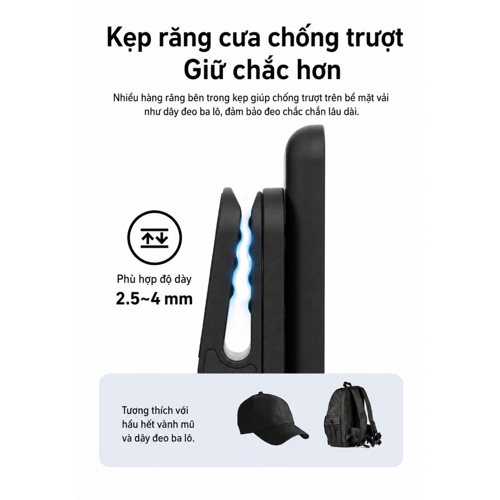 Kẹp Mũ Nam Châm cho DJI Osmo Nano Xtra Atto N52 Kẹp Mũ Kẹp Balo Xoay 360° Chỉnh Góc 240° Quay POV Rảnh Tay