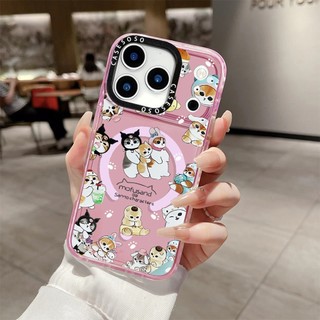 Mifusand Hình minh họa mèo dễ thương Vỏ sạc từ tính không dây Tương thích cho IPhone11 12 13 14 15 16 Pro Max Cover 16 PLUS Vỏ silicon mềm trong suốt Vỏ chống sốc