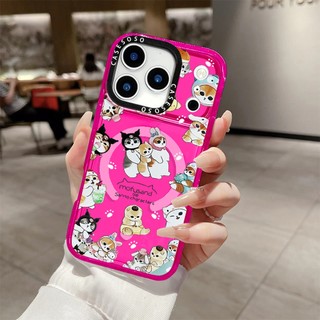 Mifusand Hình minh họa mèo dễ thương Vỏ sạc từ tính không dây Tương thích cho IPhone11 12 13 14 15 16 Pro Max Cover 16 PLUS Vỏ silicon mềm trong suốt Vỏ chống sốc
