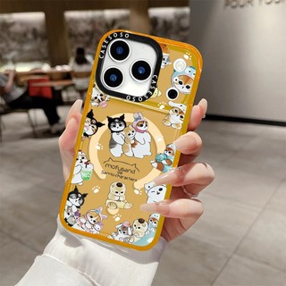 Mifusand Hình minh họa mèo dễ thương Vỏ sạc từ tính không dây Tương thích cho IPhone11 12 13 14 15 16 Pro Max Cover 16 PLUS Vỏ silicon mềm trong suốt Vỏ chống sốc