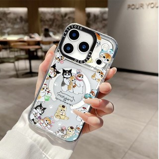 Mifusand Hình minh họa mèo dễ thương Vỏ sạc từ tính không dây Tương thích cho IPhone11 12 13 14 15 16 Pro Max Cover 16 PLUS Vỏ silicon mềm trong suốt Vỏ chống sốc