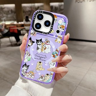 Mifusand Hình minh họa mèo dễ thương Vỏ sạc từ tính không dây Tương thích cho IPhone11 12 13 14 15 16 Pro Max Cover 16 PLUS Vỏ silicon mềm trong suốt Vỏ chống sốc