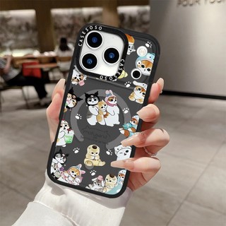 Mifusand Hình minh họa mèo dễ thương Vỏ sạc từ tính không dây Tương thích cho IPhone11 12 13 14 15 16 Pro Max Cover 16 PLUS Vỏ silicon mềm trong suốt Vỏ chống sốc