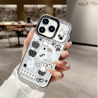Đen Trắng Miffy Miếng Dán Ốp Lưng Sạc Từ Tính Không Dây Tương Thích Cho IPhone 12 13 14 15 16 17 Pro Max Cover17AIR Silicon Mềm Trong Suốt Ốp Lưng Chống Sốc