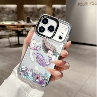 CASETIFY Hoa Tím Nàng Tiên Cá Không Dây Sạc Từ Tính Tương Thích Cho IPhone11 12 13 14 15 16ProMax Cover16PLUS Silicon Mềm Trong Suốt Ốp Lưng Chống Sốc