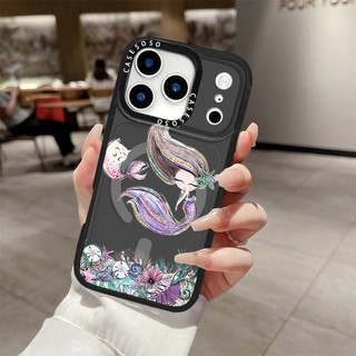 CASETIFY Hoa Tím Nàng Tiên Cá Không Dây Sạc Từ Tính Tương Thích Cho IPhone11 12 13 14 15 16ProMax Cover16PLUS Silicon Mềm Trong Suốt Ốp Lưng Chống Sốc