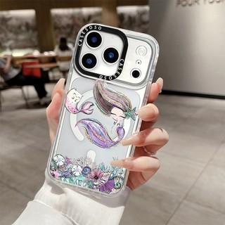 CASETIFY Hoa Tím Nàng Tiên Cá Không Dây Sạc Từ Tính Tương Thích Cho IPhone11 12 13 14 15 16ProMax Cover16PLUS Silicon Mềm Trong Suốt Ốp Lưng Chống Sốc