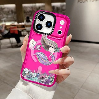 CASETIFY Hoa Tím Nàng Tiên Cá Không Dây Sạc Từ Tính Tương Thích Cho IPhone11 12 13 14 15 16ProMax Cover16PLUS Silicon Mềm Trong Suốt Ốp Lưng Chống Sốc