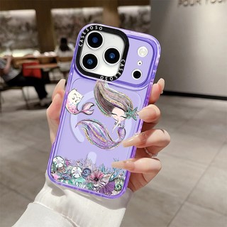 CASETIFY Hoa Tím Nàng Tiên Cá Không Dây Sạc Từ Tính Tương Thích Cho IPhone11 12 13 14 15 16ProMax Cover16PLUS Silicon Mềm Trong Suốt Ốp Lưng Chống Sốc