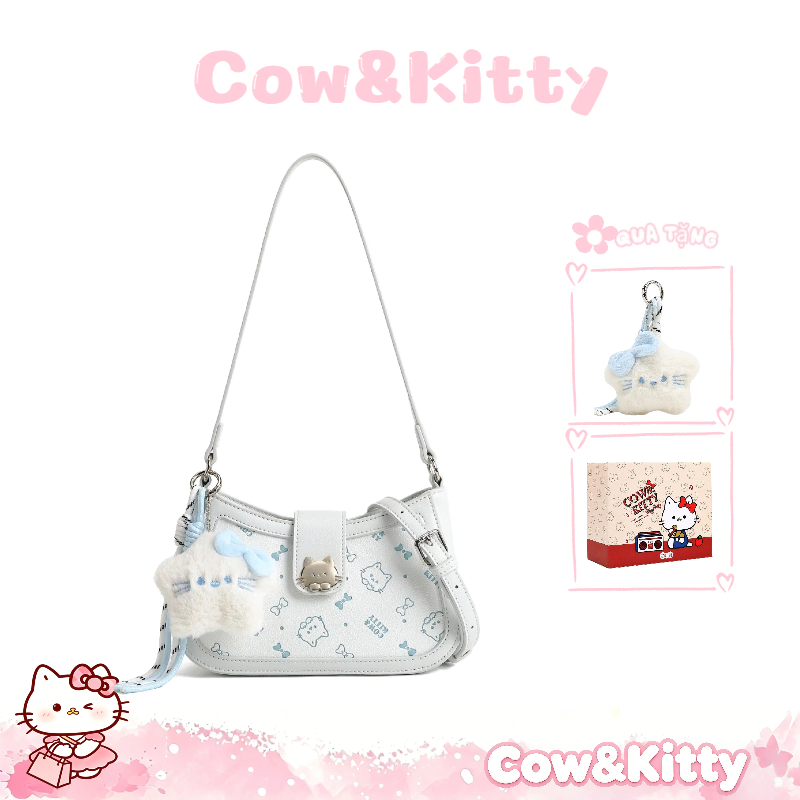 Túi đeo vai Cow&Kitty/BORRY ROSA MALL Túi đeo nách in màu xanh Túi đeo vai cầm tay