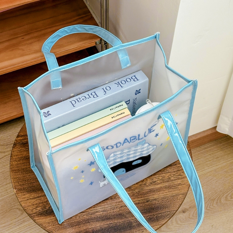 Túi tote PVC trong suốt in chó hoạt hình dung tích lớn mua sắm bãi biển nữ tính đi lại
