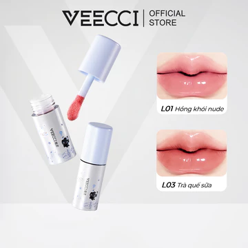 VEECCI Son Bóng Gương Son Tint Hiệu Ứng Glass Lips Son Môi Bóng Nước Dưỡng Ẩm Môi Lâu Trôi Không Lem 5g