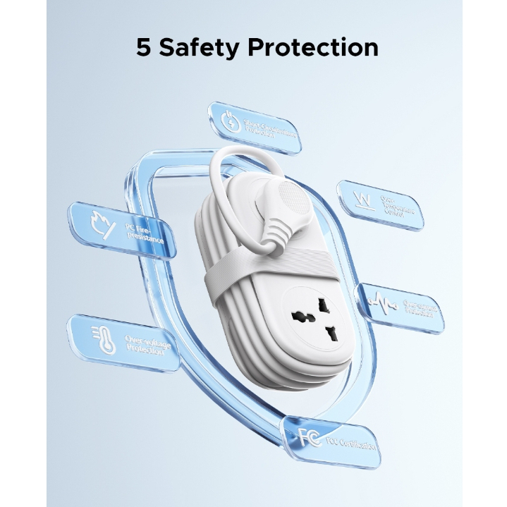 ORICO Universal Travel Power Strip PD20W Sạc nhanh 2AC Ổ cắm đa năng + 2USB-A + 1Type-C Dây nối dài có thể quấn di động Bộ chuyển đổi du lịch nhiều phích cắm
