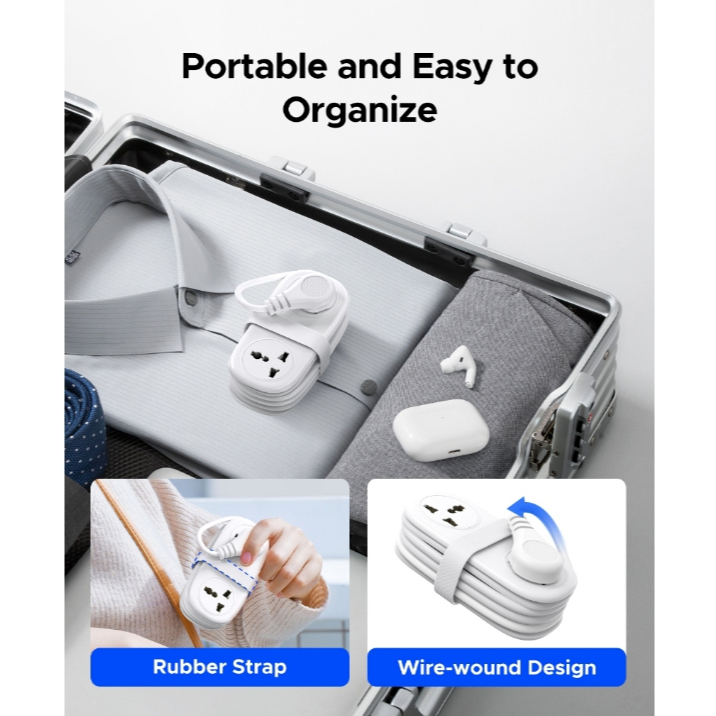 ORICO Universal Travel Power Strip PD20W Sạc nhanh 2AC Ổ cắm đa năng + 2USB-A + 1Type-C Dây nối dài có thể quấn di động Bộ chuyển đổi du lịch nhiều phích cắm