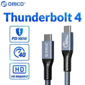 Cáp USB-C ORICO Thunderbolt 4 40Gbps 100W PD Sạc nhanh 8K @ 60Hz Dây bện Nylon Nhiều chiều dài tùy chọn