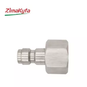 HPA Bạc Thép Không Gỉ AIR CO2 Gas Nạp Nhanh Sạc Adapter 3 / 8 "-24 UNF Chủ Đề Homebrewing Soda Bia 1 Năm