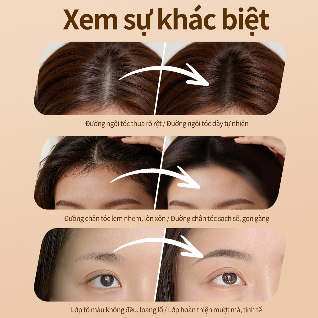 SEVICH Phấn Tóc Di Động Du Lịch HairlinePowder Kem Che Khuyết Điểm Tóc Chống Thấm Nước Bột Đen