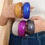 Vòng tay rộng nữ nhựa lấp lánh ngôi sao bóng loáng kiểu chunky Y2K - Trang sức sáng bóng phù hợp tiệc tùng & hàng ngày