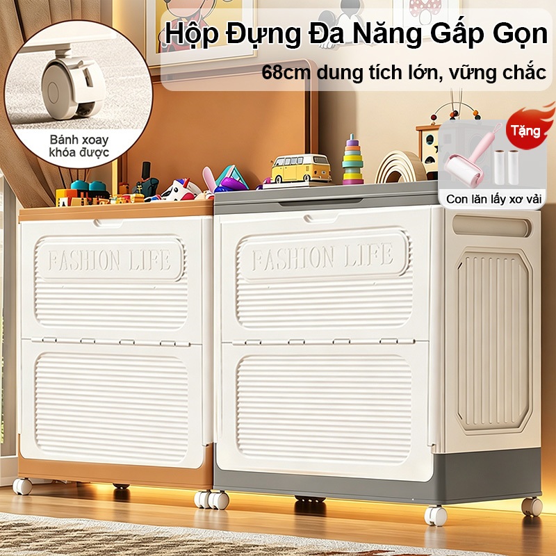 Hộp Đựng Quần Áo Gấp Gọn Cỡ Lớn Thùng Đựng Quần Áo Có Bánh Xe 360° Thùng Đựng Quần Áo, Đồ Chơi, Gấu Bông