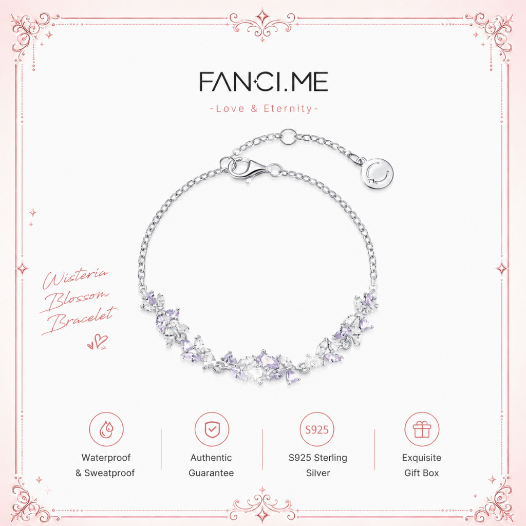 FANCIME Vòng tay hoa Wisteria tinh tế Bạc Thiết kế tối giản Sinh nhật Tiệc cưới Quà tặng ngày lễ tình nhân cho cô ấy
