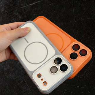 Ốp Điện Thoại Từ Tính Cảm Giác Da Ống Kính Cửa Sổ Lớn Mới Cho iPhone 17 Pro Max 12 13 14 15 16 Pro Max Slim PC Cứng Vỏ Chống Sốc Có Vỏ Bảo Vệ Camera ﻿