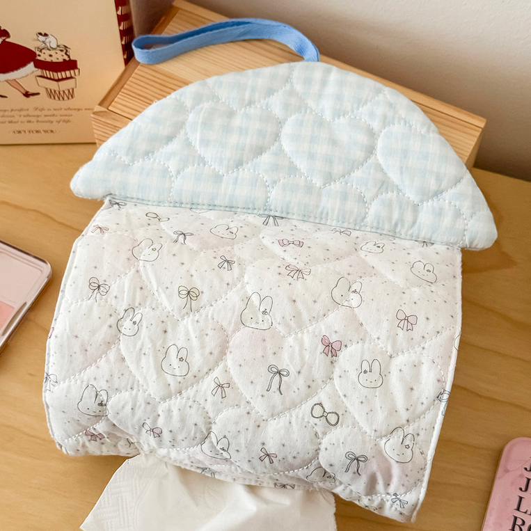 Túi vải quilted in hoạt hình, túi đựng khăn giấy mềm treo, phong cách cô gái, dùng cho gia đình hàng ngày