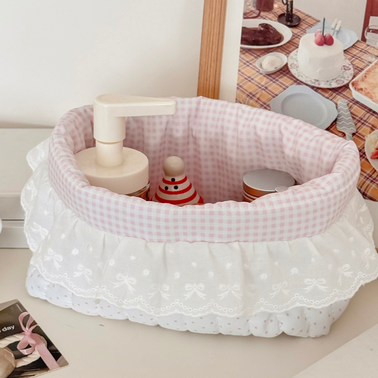 Giỏ lưu trữ vải mềm vuông có quai ô chấm bi ngọt ngào dung tích lớn bàn nhà ký túc xá đựng đồ