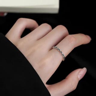 MIGILA Tiny Rainbow Heart Mở Nhẫn bạc có thể điều chỉnh Dainty Nhẫn đeo tay có thể xếp chồng lên nhau Chống thấm nước và không dễ phai.