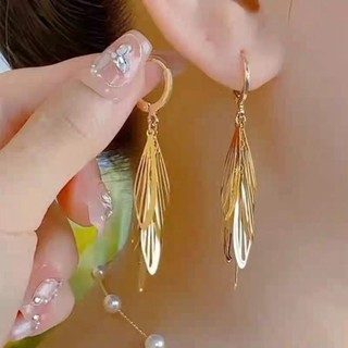 Mới Trung Quốc Retro Thời Trang Bông Tai Vàng Cánh Tua Rua Tính Khí Bông Tai Thanh Lịch Bông Tai