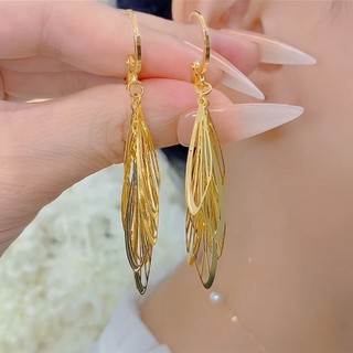 Mới Trung Quốc Retro Thời Trang Bông Tai Vàng Cánh Tua Rua Tính Khí Bông Tai Thanh Lịch Bông Tai
