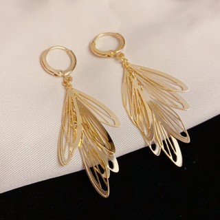 Mới Trung Quốc Retro Thời Trang Bông Tai Vàng Cánh Tua Rua Tính Khí Bông Tai Thanh Lịch Bông Tai