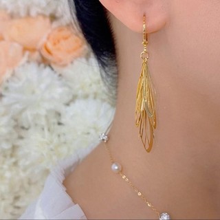 Mới Trung Quốc Retro Thời Trang Bông Tai Vàng Cánh Tua Rua Tính Khí Bông Tai Thanh Lịch Bông Tai