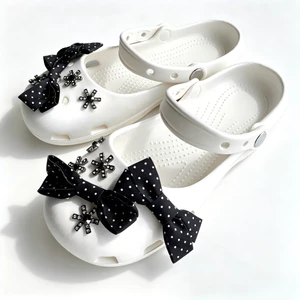 Thời Trang Họa Tiết Đen Giày Quyến Rũ 12 Chiếc Sandal Nữ Trang Trí Nút DIY Giày Phụ Kiện Bộ