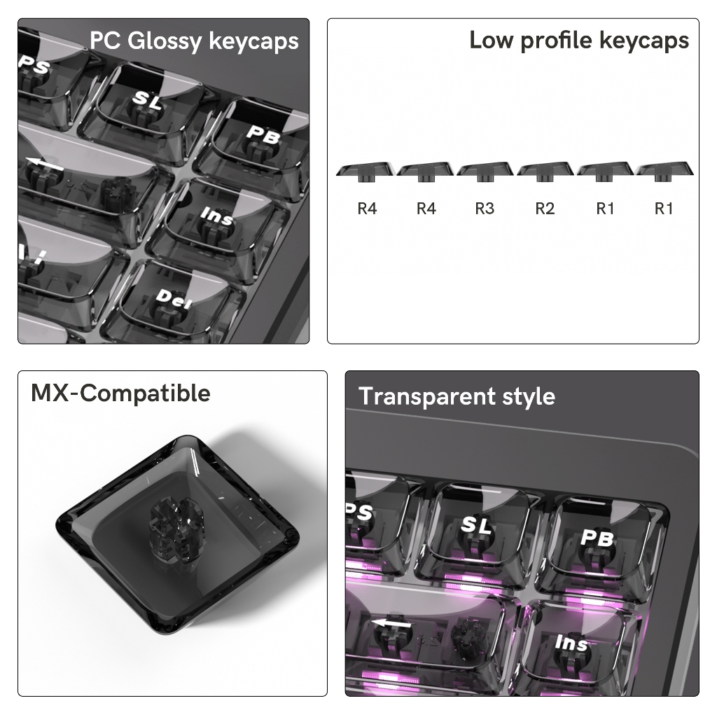 Womier 126 Phím PC Jelly Grey Cấu Hình Thấp Tỏa Sáng Thông Qua Tùy Chỉnh Keycaps Bộ Cho Cherry Gateron MX Switch Bàn Phím Cơ | BigBuy360 - bigbuy360.vn