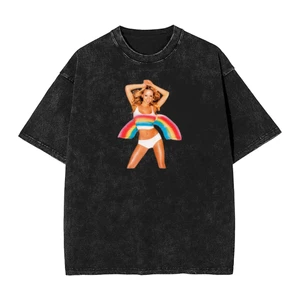 Unisex đã giặt cotton MARIAH CAREY - Áo thun cotton nguyên chất in hình cầu vồng dành cho nam và nữ