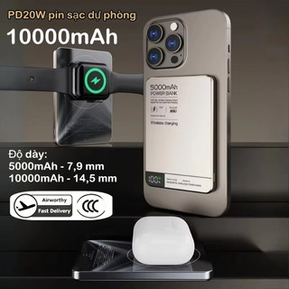 [JLK] Sạc dự phòng từ tính 10000mAh Sạc không dây Qi 2 PD20W Sạc siêu nhanh Powerbank cho iPhone Samsung Xiaomi Android di động Pin sạc dự phòng