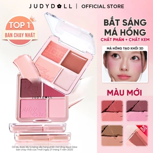 Bảng Phấn Má Hồng & Bắt Sáng 4 Ô JUDYDOLL Blush & Highlight Palette Chất phấn + Má hồng kem Mềm mịn Tiệp da Lâu Trôi 9g