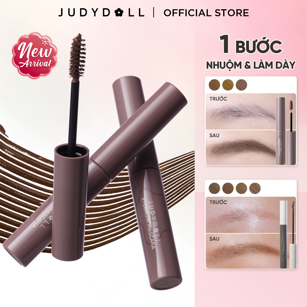 [MỚI] Mascara Lông Mày Đầu Lược JUDYDOLL Longwear Browcara Che phủ cao Đổi màu chân mày Chuốt định hình 4,5g