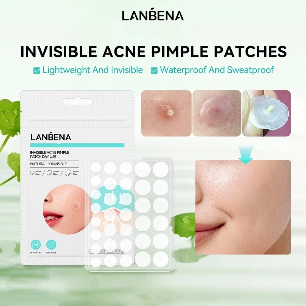 LANBENA Miếng dán mụn Miếng Dán Mụn Vô Hình Hỗ Trợ Giảm Hút Nhân Mụn Skincare(ngày và đêm)
