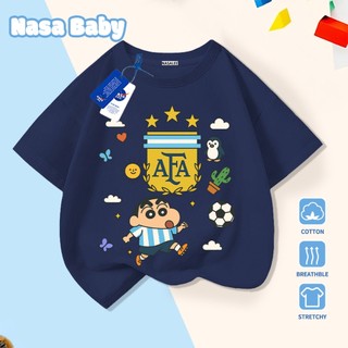 [Hàng có sẵn Giao hàng ngay] Áo thun trẻ em in hình NASA Argentina Shin-Chan, cotton thoáng khí