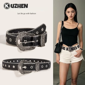 KUZHEN Dây Thắt Lưng Da PU Phong Cách Gothic Cá Tính, Y2K Retro - Hot Trend