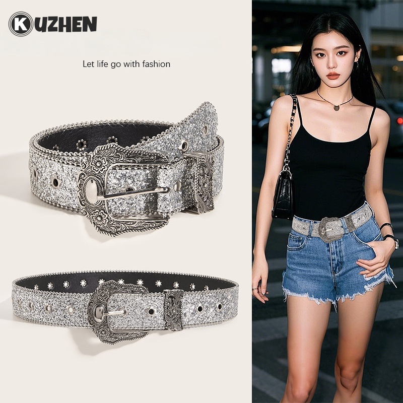 KUZHEN Dây Thắt Lưng Da PU Phong Cách Gothic Cá Tính, Y2K Retro - Hot Trend